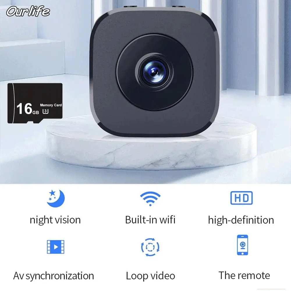 HD 1080P Mini Camera with WiFi, Compact Wearable Body Camera, Night Vision & Audio, Rechargeable Battery, SD Memory Card Included, Wifi Surveillance Camera, Video Surveillance Camera, Wireless Security Cameras