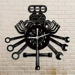 Vinyl Record Shape Wall Clock, Seven-Color LED Light Effect, Remote Control Dimming, Includes Repair Tools, Silent Design