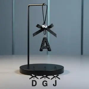 Fashionable Bow Letter Car Pendant, Elegant Rearview Mirror Decoration, Car Hanging Decoration, Perfect Gift for Holidays and Birthdays, Car Accessories
