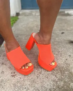 Color Crush Platform Heels – Bold Colors for Bold Steps, 5-Inch Platform Heels with Ribbed Knit Upper, Lightweight, Casual Style - Stylish, Girl Chunky Footwear Women