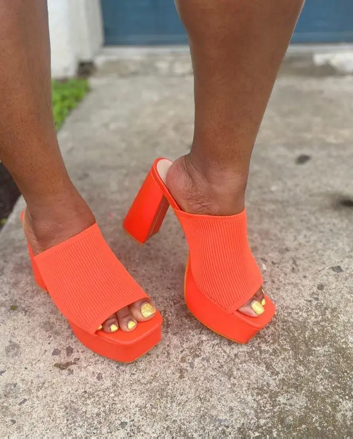 Color Crush Platform Heels – Bold Colors for Bold Steps, 5-Inch Platform Heels with Ribbed Knit Upper, Lightweight, Casual Style - Stylish, Girl Chunky Footwear Women