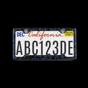 Forged Carbon Fiber License Plate - Blue Forged