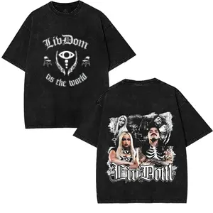 WWE - 2026 - Liv Morgan LivDom Washed Black T-Shirt WWE Raw Gothic Graphic Tee Vintage Acid Wash Unisex Oversized 100% Cotton Streetwear Wrestling Fans Shirt (S–5XL) Man Relaxed