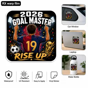 2026 Soccer Goal Master Sticker, Rise Up Football Vinyl Decal, Waterproof Sticker for Car Window Laptop Bottle Decoration