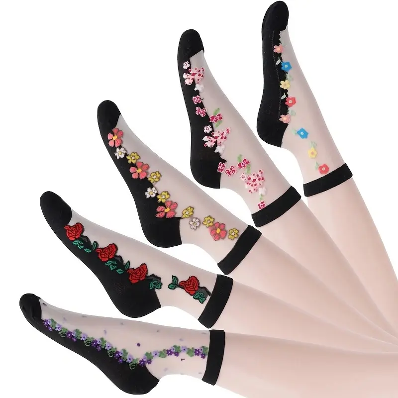 5 pairs of 1082 white silk black bottom