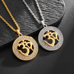 Super popular Hindu "OM" symbol pendant necklace! Features a sparkling cubic zirconia outer frame design paired with a durable rope chain. A must-have for yoga lovers, meditation enthusiasts and bohemian style outfits!