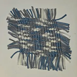 Blue/Grey/White Macrame Cup Coaster