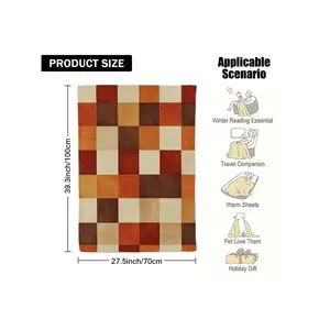 1pc & Soft Autumn Plaid Throw Blanket - Cozy, Warm Flannel Blanket With Red, Orange, Brown, And Beige Check Pattern Bed, Sofa, Office, Camping, And Travel - All-Season, Cozy Idea| Check Pattern Throw| Soft Flannel