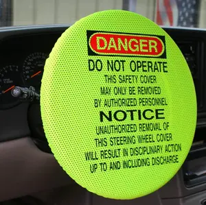 Mesh Steering Wheel Safety Cover 22" Fluorescent Orange Foldable Washable ANSI Compliant Made in USA Do Not Operate Warning