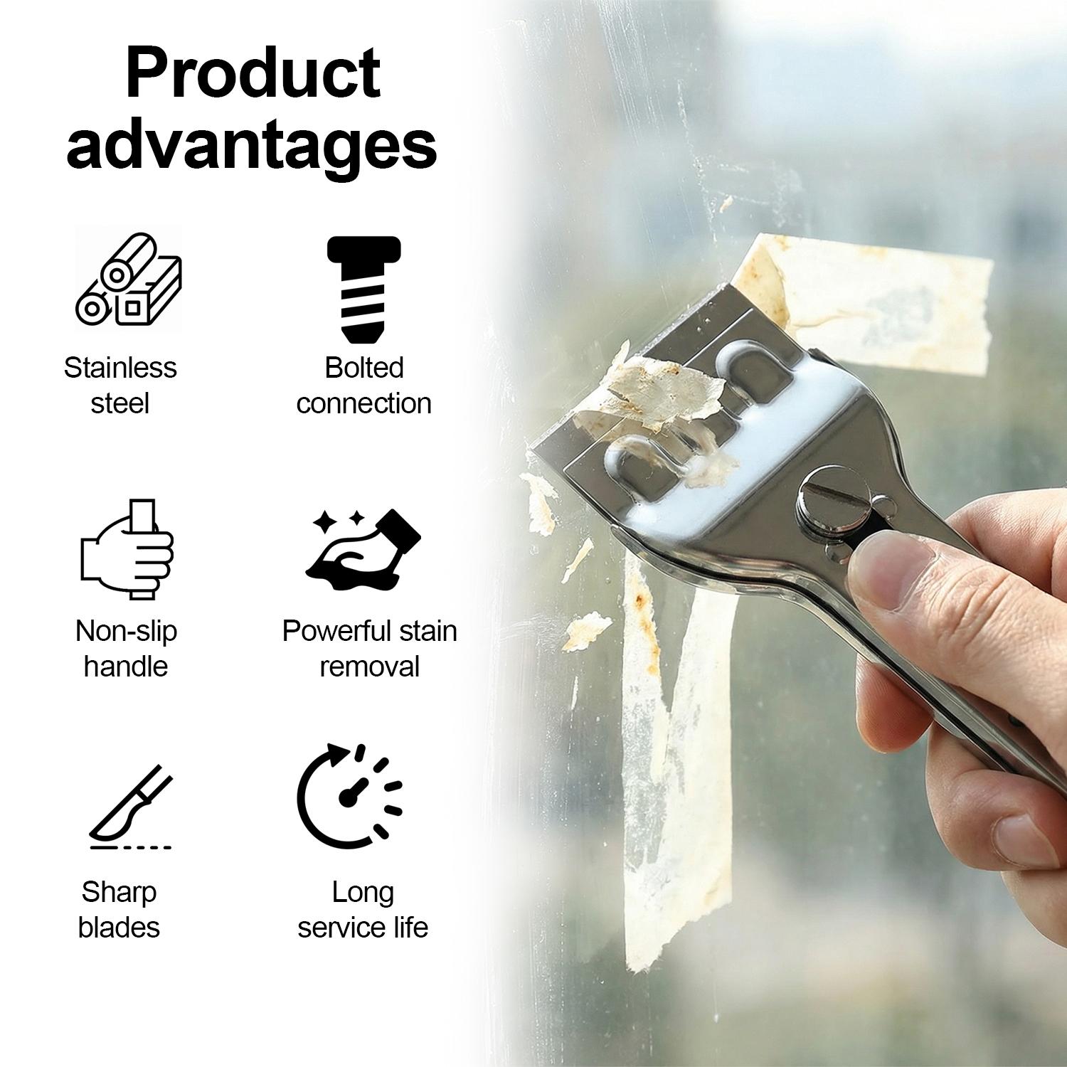 Razor Blade Scraper Tool, for Glass Ceramic and Induction Cooktops Glass Cooktop Stove Scraper with 5PCS Replacement Accessories for Glass Clean,Paint,Old Label,Decal Sticker,Adhesive Remover