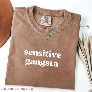 Comfort Colors Sensitive Gangsta T-Shirt, Funny Amaya Papaya Meme Tee, God Forbid I’m a Sensitive Gangster Quote Shirt, Trendy Streetwear Graphic Tee 100% Cotton Basic T-Shirt Gift For Women