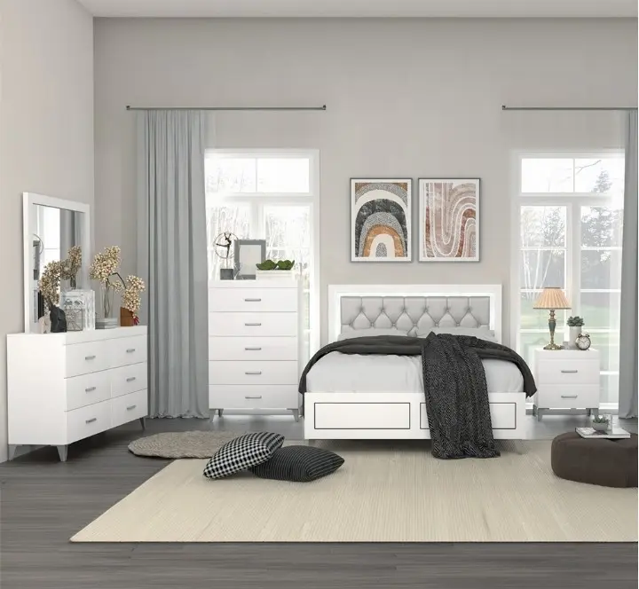 Casilda king size 5 piece bedroom set with LED