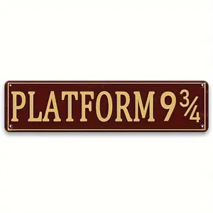 Platform 9-3/4 Number Metal Tin Sign, 1 Count Funny Street Road Sign, Magic Train Station Express Train Sign, Retro Home Bar Pub Garage Cafe Shop Decor