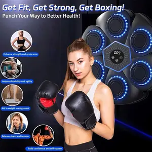Wall Mounted Boxing Reflex Trainer – Punching Target with LED Lights & Gloves for Home Gym Fitness