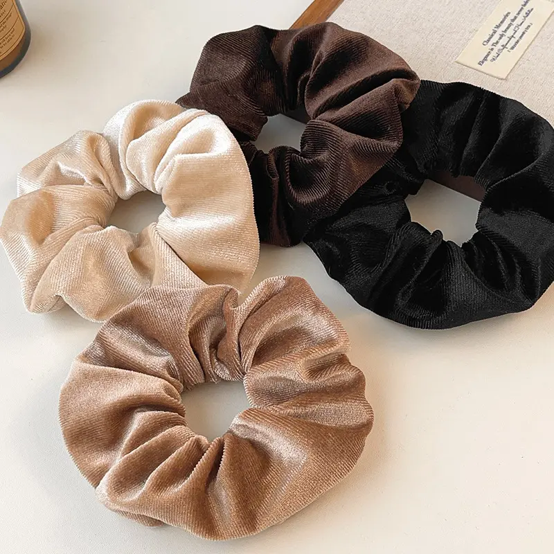 4 Pack Velvet Hair Scrunchies – Stretchy Hair Ties for Thick & Thin Hair, Perfect for Work, Makeup & Everyday Use