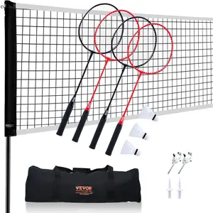Father's Day Gift VEVOR Badminton Net, Height Adjustable Volleyball Net, Wide Foldable Pickleball Net, Portable Easy Setup Tennis Net Set with Poles, Stand and Carry Bag, for Kids Backyard Game Indoor Outdoor Use