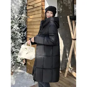 New Mid-Length Thickened Plus Size Fashion Casual Hooded Solid Color Cotton Jacket Coat, Women's Fall Winter Outerwear Can be used with a raincoat