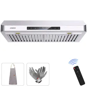 Under Cabinet Range Hood 36 Inch,4 Speed Exhaust Fan Gesture Sensing/Touch/Remote Control,900 CFM Stainless Steel Kitchen Stove Vent Hood