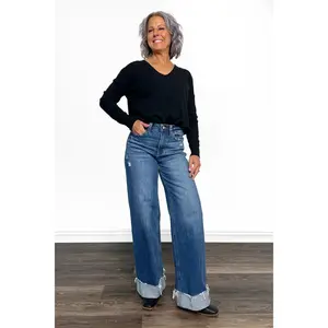The Naomi from Vervet: Super High-Rise Relaxed Fit Wide Leg Denim