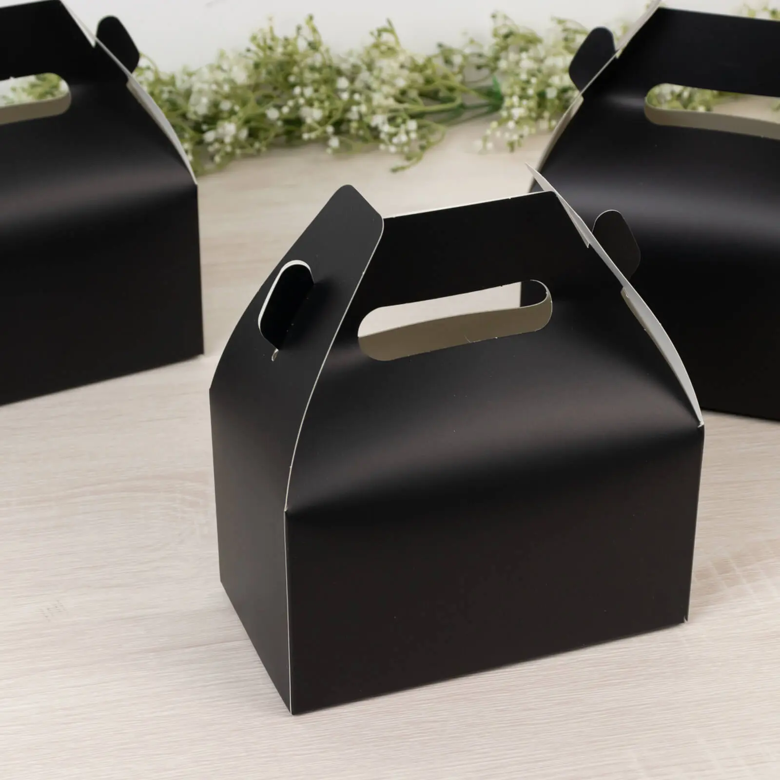 25-Pack Matte Black Gable Wrapping Boxes, Party Favor Gift Tote & Candy Treat Boxes - 6"x3.5"x7" Office Stationery Gift Wrapping Supplies, Wrapping Box