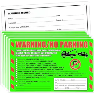 Parking Violation Stickers 25 count Fluorescent Green You are Illegally Parked Multi Reasons Hard to Remove Tow  Private Parking  Sticker for  Windows
