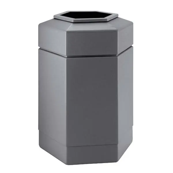 30gal High-Capacity Hex-Shape Polyethylene Bin - Commercial Zone Gray High-Capacity Waste & Recycling Container, Home Care Supply