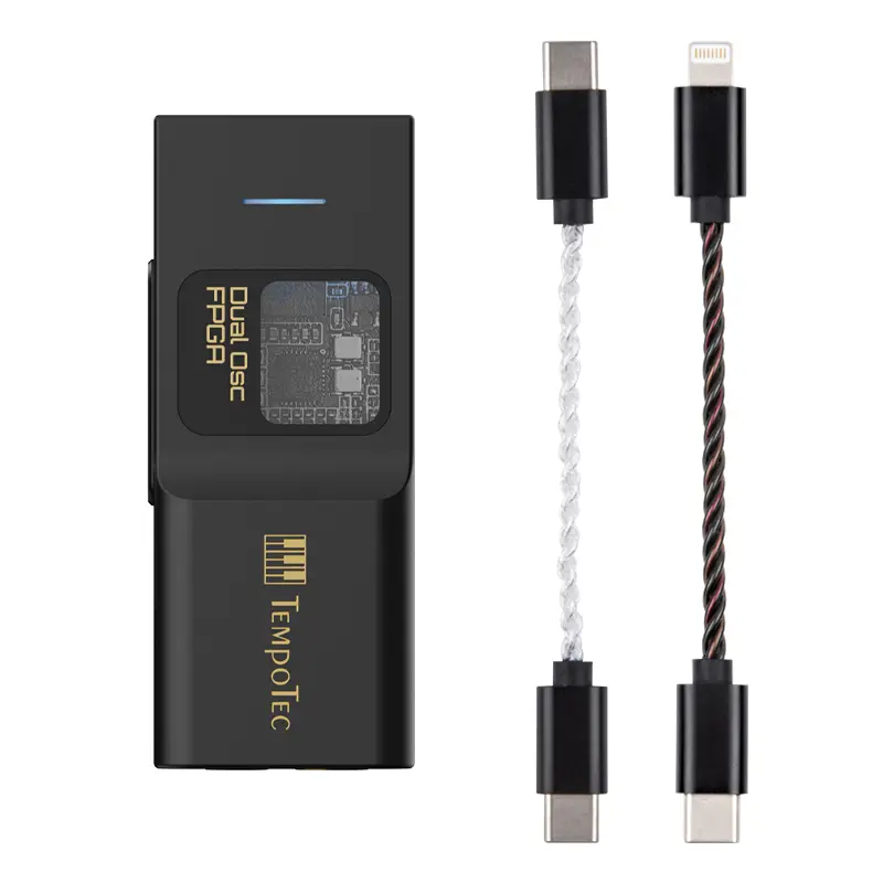 TempoTec Sonata BHD Pro USB C DAC,Headphone Amplifier 4.4mm& 3.5mm,PCM384kHz,DSD256,MQA8X,TIDAL for iPhone&Android&MacOS&WIN(Sonata BHD Pro - Black+lightening cable)