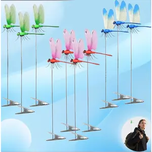 3D dragonfly garden stakes and hat clips 10 pack bug repellent fake fly deterrent for deer horse hummingbird indoor outdoor garden decor