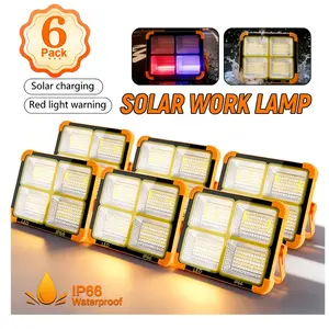 Solar LED Work Light with Magnetic Hooks Adjustable Brightness Dual Charge 2400mAh 8+ Hours Camping Hiking Emergency Portable Outdoor Lighting Ideal Gift, Adjustable Flashlight