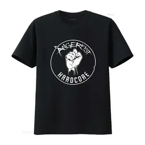 Angerfist Hardcore Gabber T Shirt vintage vintage Washed Breathable Unisex Casual fashion Soft Stylish Top For Everyday Wear Cotton Menswear Knit Sleeve
