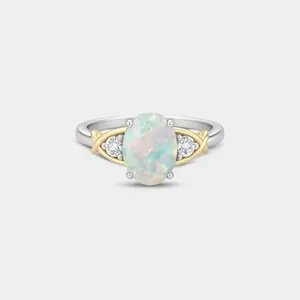 Two-Tone Opal & Diamond Crossover Ring