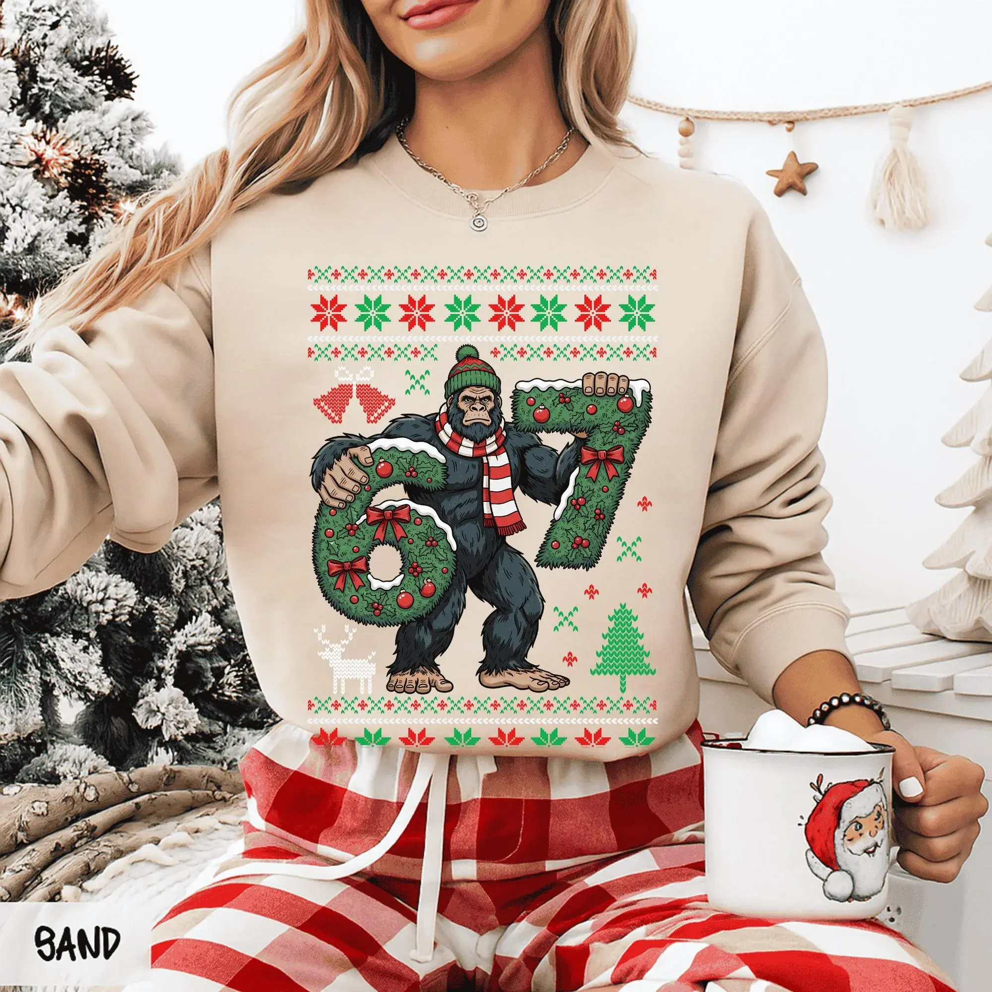 Bigfoot Christmas Sweatshirt, 67 Christmas Sweater, Sasquatch Ugly Christmas Shirt, Funny Bigfoot Holiday Sweatshirt, Ugly Xmas Sweater Style Shirt, Unisex Holiday Sasquatch Sweatshirt, Bigfoot Lover Gift