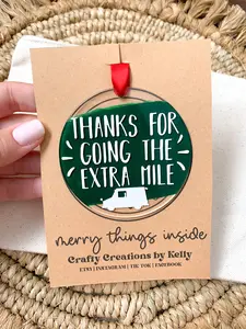 Thanks For Going The Extra Mile Mail Carrier, Amazon, USPS, UPS FedEx Carrier Christmas Ornament Gift, Mailman Gift, Delivery Driver Gift Chirstams Durable Colorful Decoration