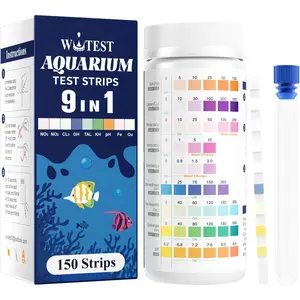 150 9-Way Aquarium Test Strips Quick Accurate Water Test Kit for Fish Tank Tests pH Iron Copper Nitrate Nitrite Chlorine Total Hardness Total Alkalinity Carbonate