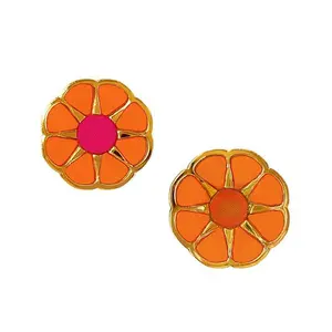 Bright Orange Flower Statement Stud - Handmade Acrylic Flower Earrings, 40mm Size, Stainless Steel Post