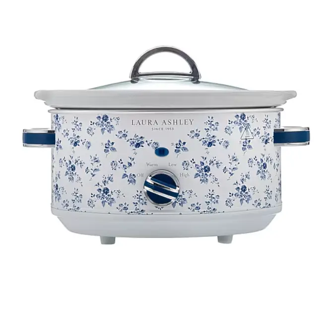 Laura Ashley 3.5 Qt Programmable Electric Slow Cooker - Kitchen Cookware Appliance for Family Meals, Soup, Stew
