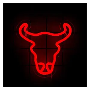 Sign Illuminated Bull Neon Sign Cow Light Dimmable USB Powered For Bedroom Bar Party Living Room Wedding Game Room Birthday Wall Decor 23cmx23cm