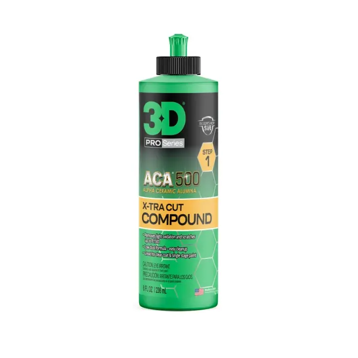 3D ACA 500 X-Tra Cut Automotive Buffing Compound - Rubbing Compound for Cars, Extra Cutting Body, Cuts P1000 or Finer Grit, Levels Car Paint, Removes Sanding Marks & Oxidation (For Foam or Wool Pads)