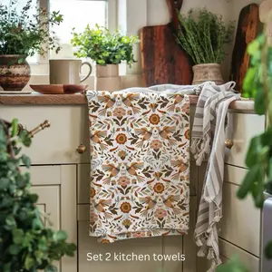 Latin floral kitchen towels. Set of 2 kitchen towels for Latin, Mexican or hispanic kitchen decor. Christmas gift for mom. Mexican flowers