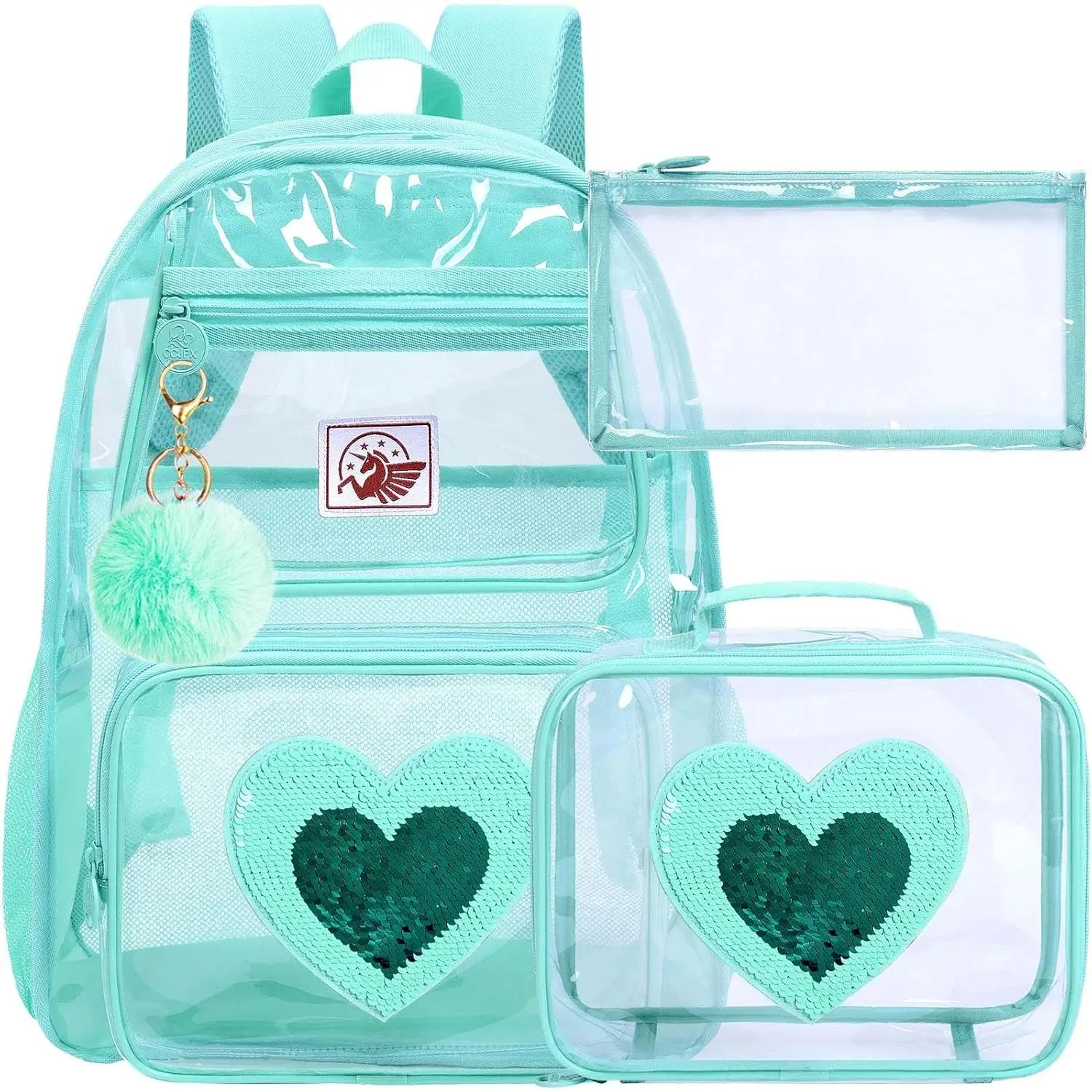 Green Love Clear Backpack Set