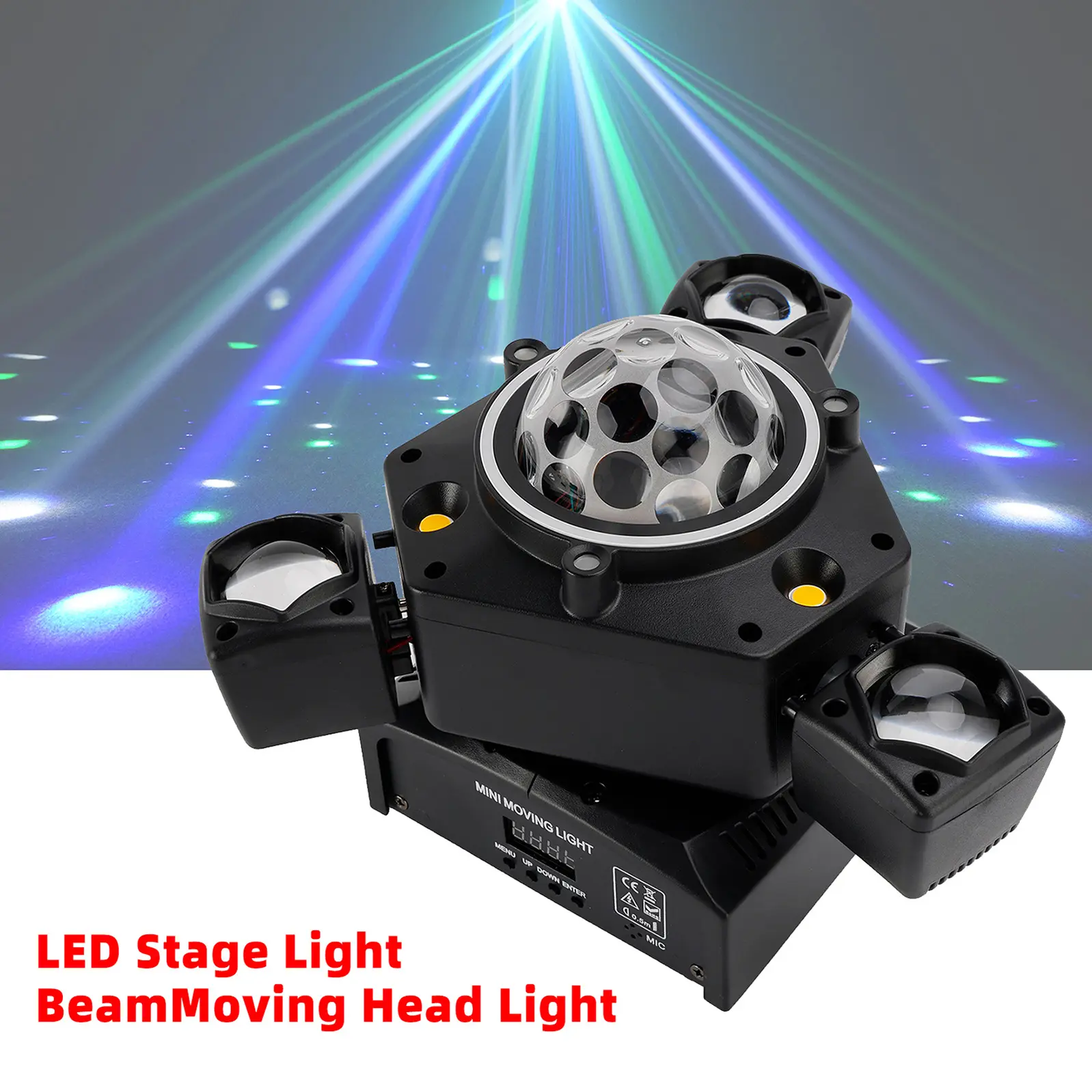 Areyourshop Three Head LED Stage Light Beam Moving Head Light With Laser DJ Disco Party