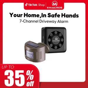 eMACROS 7-Channel Solar Driveway Alarm Wireless Sensor System & Weatherproof Driveway Sensor Alert System