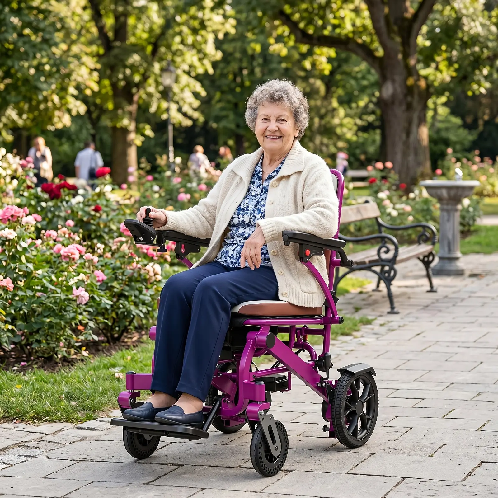 Lightweight Portable Travel Electric Wheelchair for Adults & Seniors, 12Ah Lithium Battery, 600W Power Output, 264 Lbs Load Weight, 48 Lbs Net Weight, LCD Screen Controller, LED Lights & Warning Light Strip, Electric Power Assist Function