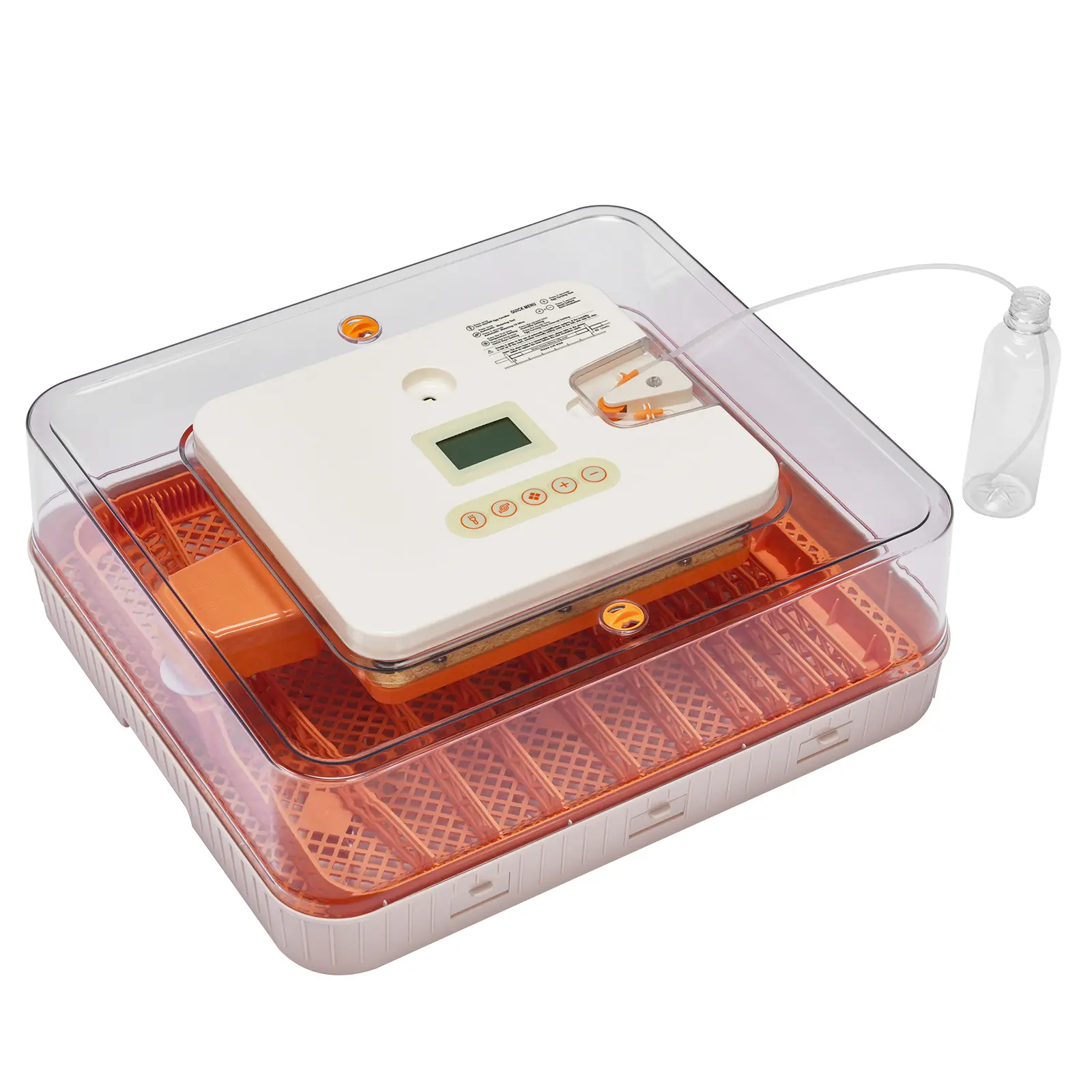 56H 56-Egg Incubator 110V 85W Fully Automatic Turner ABS PET Body LED Candler Auto Temp Humidity Control Fahrenheit Display US Plug for Poultry Eggs