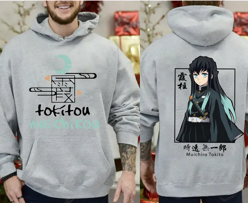 Fun Demon Slayer Hoodie for Women, Plus Size Hoodie, Anime Harajuku Muichiro Tokito Printed Hoodie Womenswear, Graphic Tee Women Outfits Gifts, Gift For Her