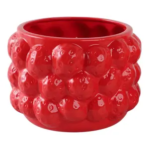 Sagebrook Home 20273-04 8 in. Strawberries Flower Pot, Red