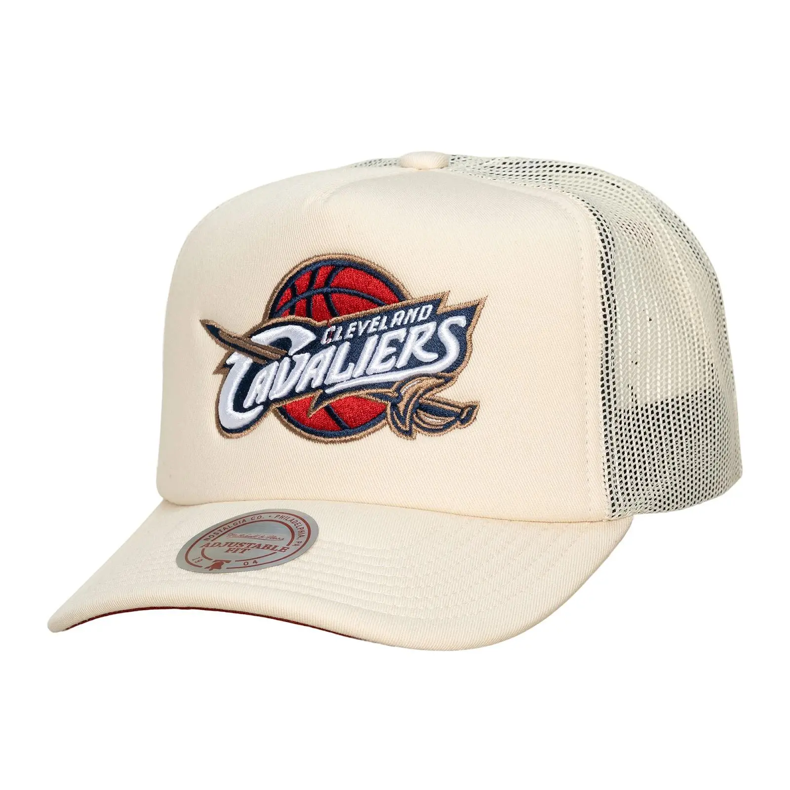 Cleveland Cavaliers Cream Hardwood Classics Evergreen Trucker Adjustable Hat NBA Throwback Cap Fan Gear Mitchell & Ness