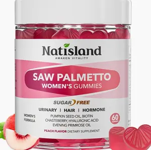 Saw Palmetto for Women Gummies, Organic Saw Palmetto with Pumpkin Seed Oil for Hair Growth, DHT Blocker & Urinary Health, Sugar Free, Vegan, Peach Flavor, 60 Chewable