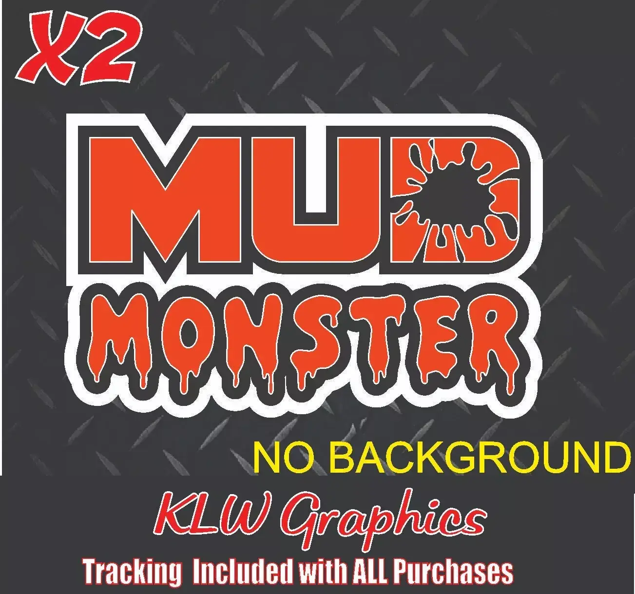 Mud Monster Orange Black White Full Color Vinyl Decal Sticker 4x4 Turbo Diesel Truck ATV Offroad Funny Lifted