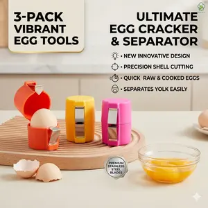 Egg Shell Opener, 3 Pcs Egg Separator for Raw Eggs, New Egg Cracker Tool, Stainless Steel Eggshell Breaker Egg Shell Cutter Kitchen Gadgets,Quickly Cutting Off Cooked Eggs